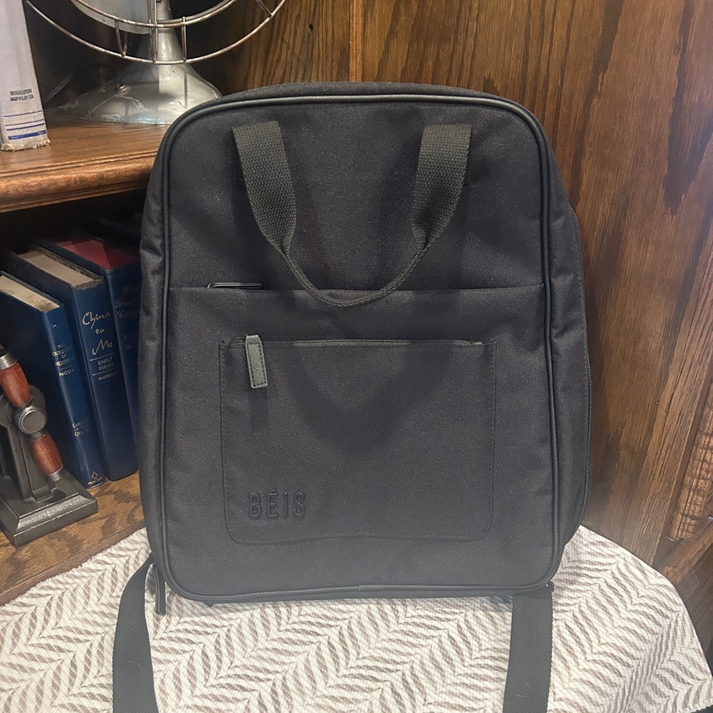 BEIS Black Compact Square Backpack
